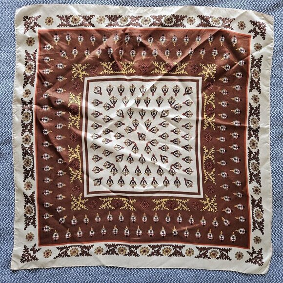 Unbranded Scarf Womens 26 x 26 inches Multicolor Paisley Floral Print Japan Boho - Picture 10 of 10